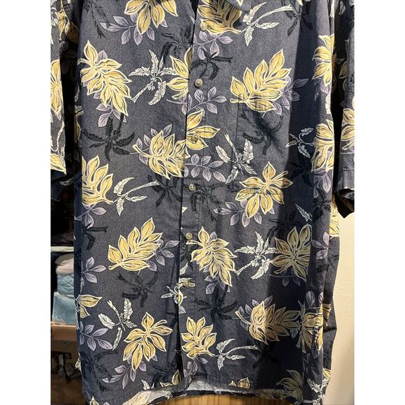 Campia Moda Men’s L Blue Floral Short Sleeve Button Down Cotton Hawaiian Shirt - Picture 4 of 12